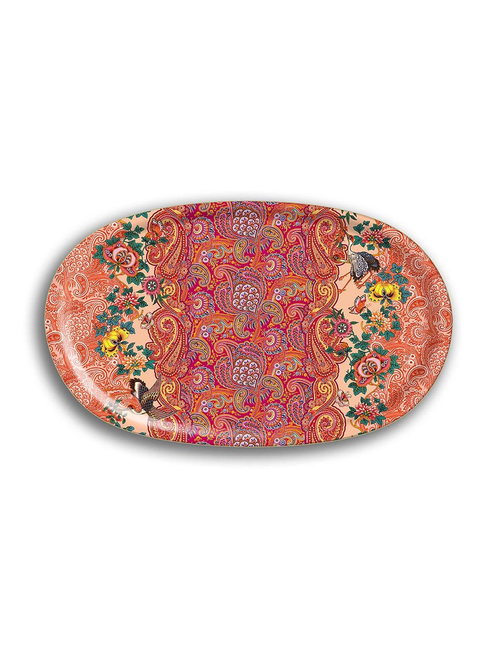 Paisley Floral Large Oval Birch Wood Tray
