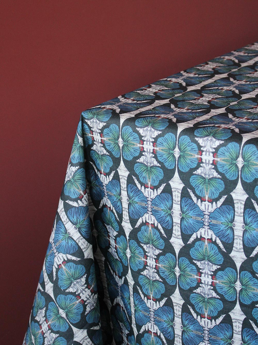 Blue Butterfly 1.5 x 2m Linen Tablecloth