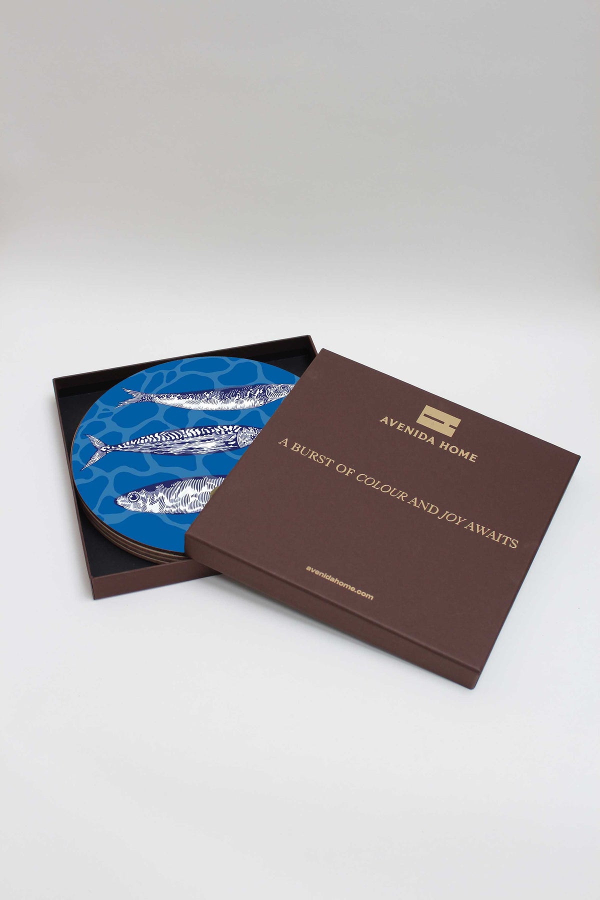 Blue Tide Marine Set of 4  Round Placemats