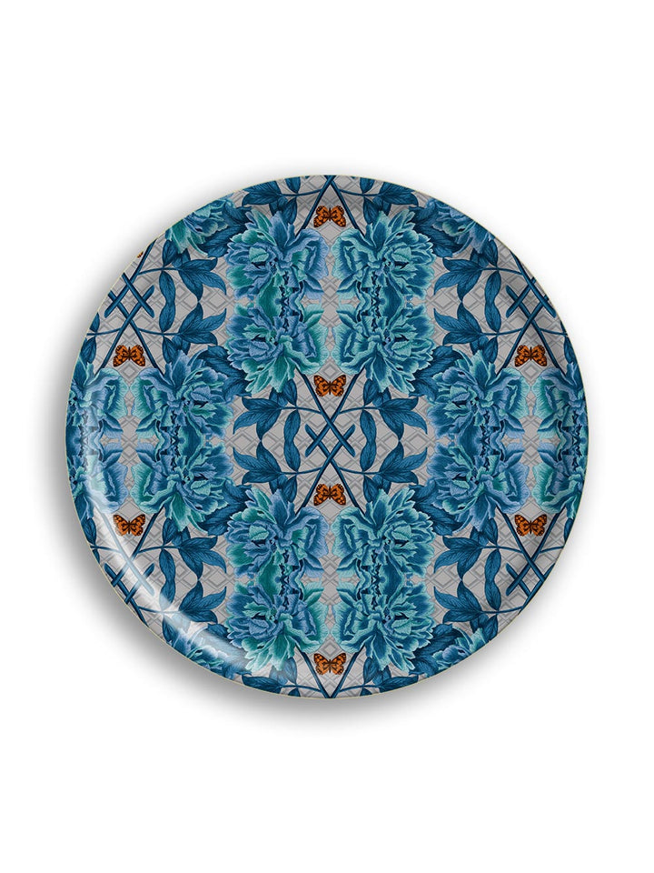 Blue Tree Peony Round Tray Design by Avenida Home with PATCH NYC 