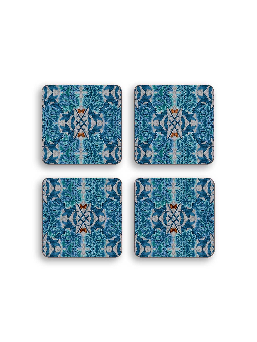 Blue Tree Peony Coaster Set Design by Avenida Home with PATCH NYC 