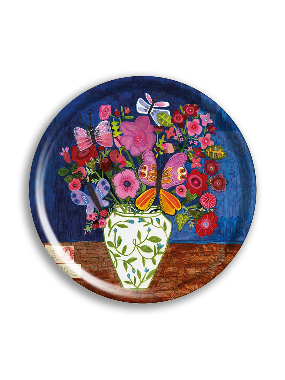 Butterfly Flowers Round Birchwood Tray Design by Studio Avenida, Avenida Home’s own brand