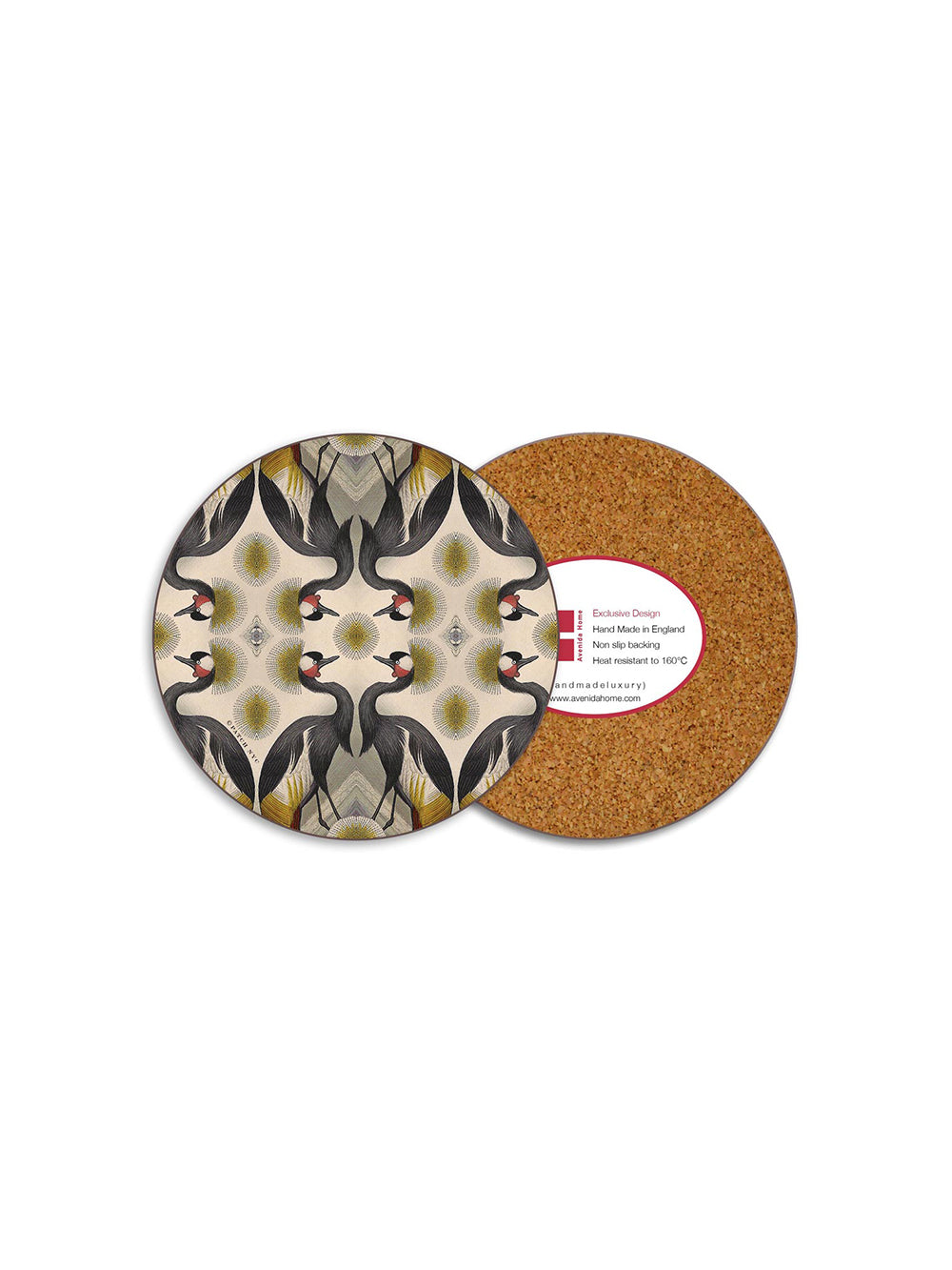 Crested Crane Round Coaster