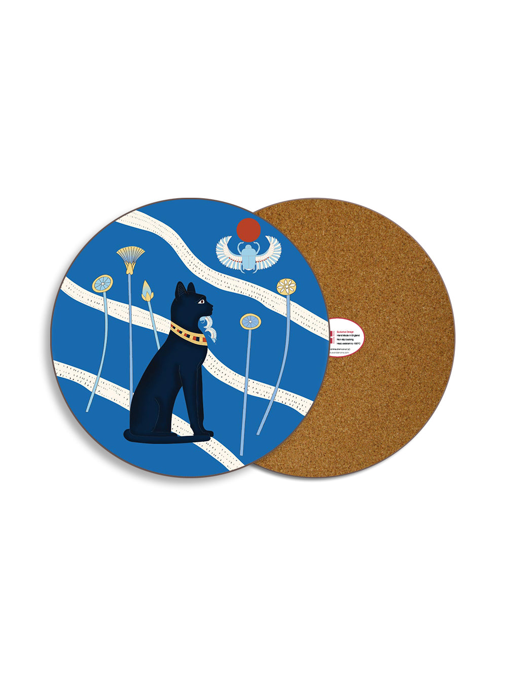Egyptian Sun Cat Blue Round Table Mat