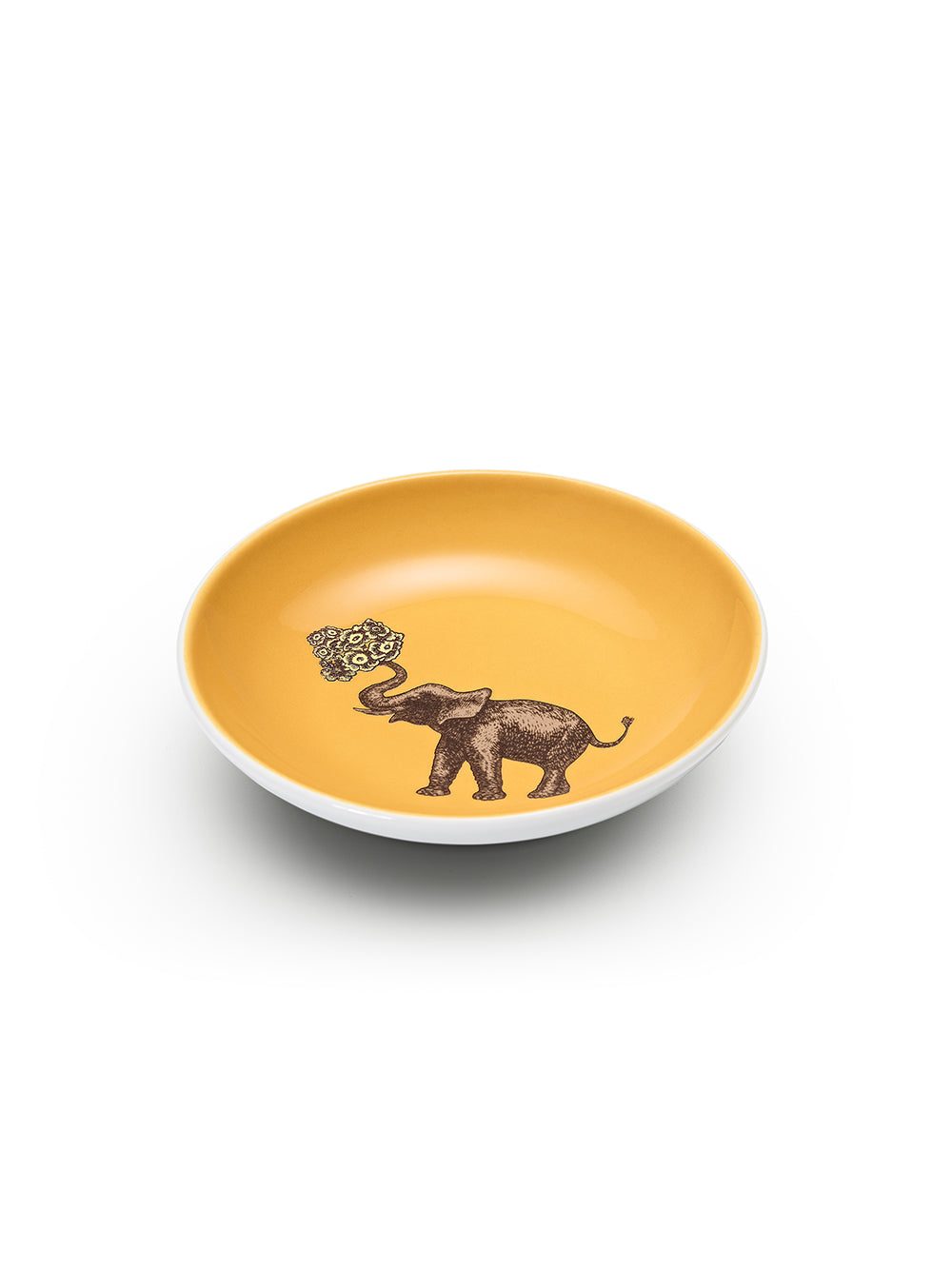 Avenida Home elephant porcelain mini plate floral illustration Puddinhead Animal Collection saffron yellow