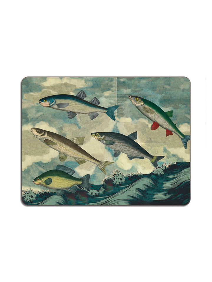 Flying Fish Rectangular Table Mat from Avenida Home with artwork by John Derian