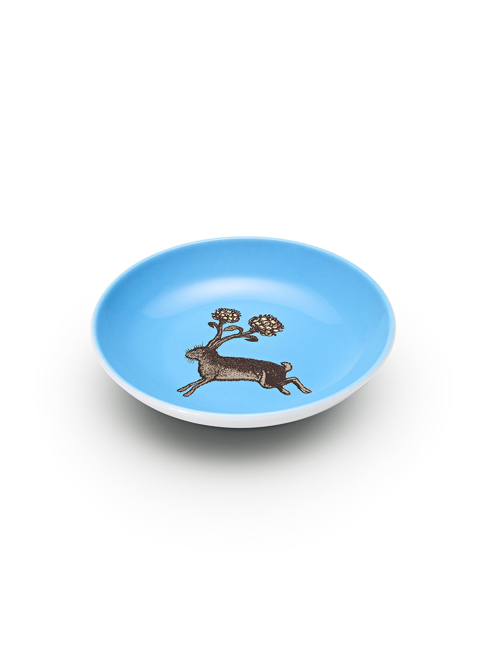 Avenida Home hare porcelain mini plate floral illustration Puddinhead Animal Collection sky blue
