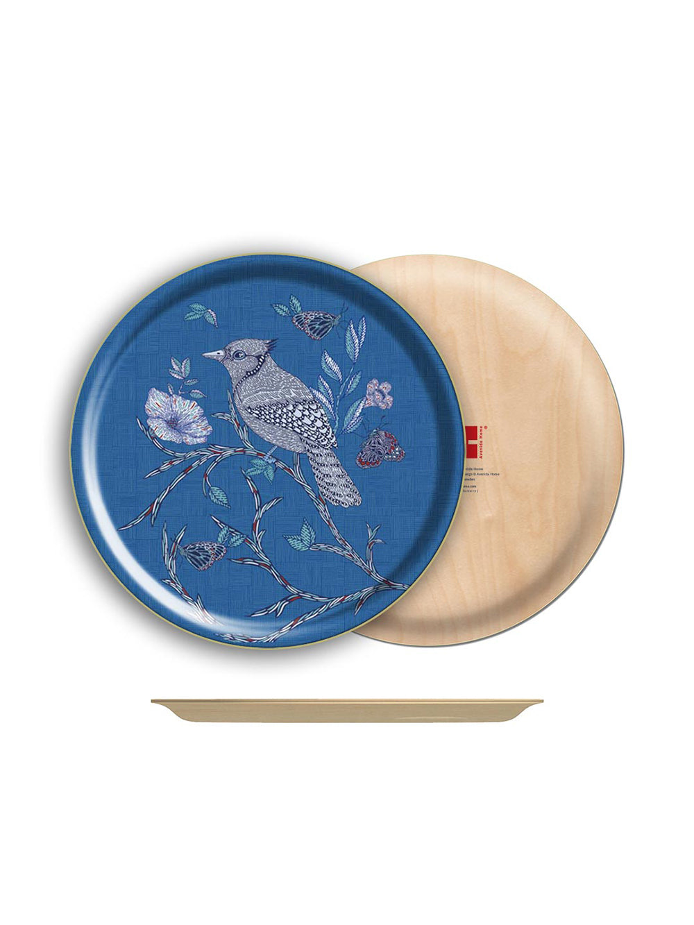 Indigo Birds Small Round Tray