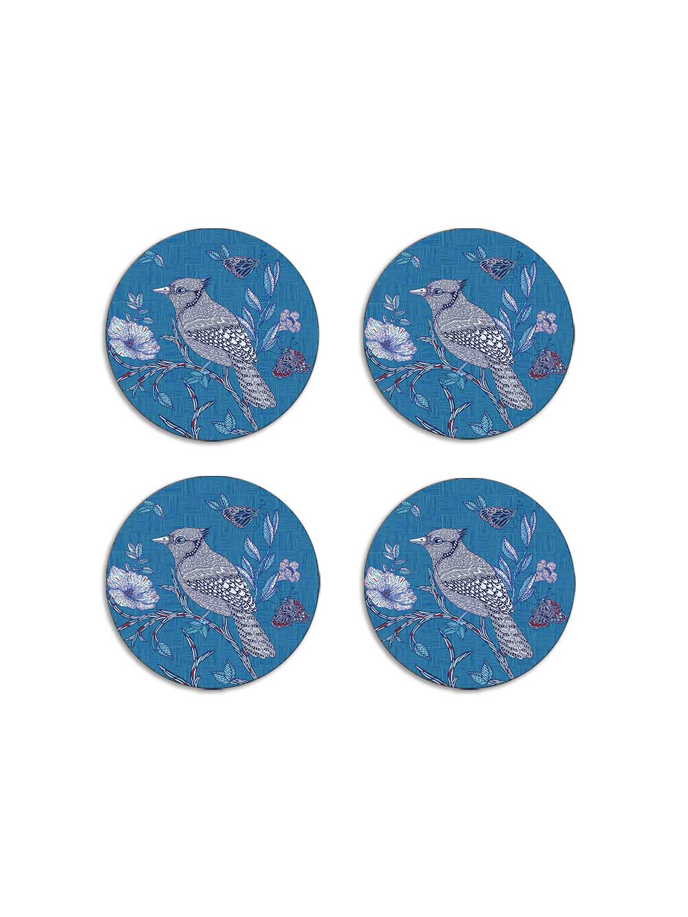 Indigo Birds Set of 4 Coasters