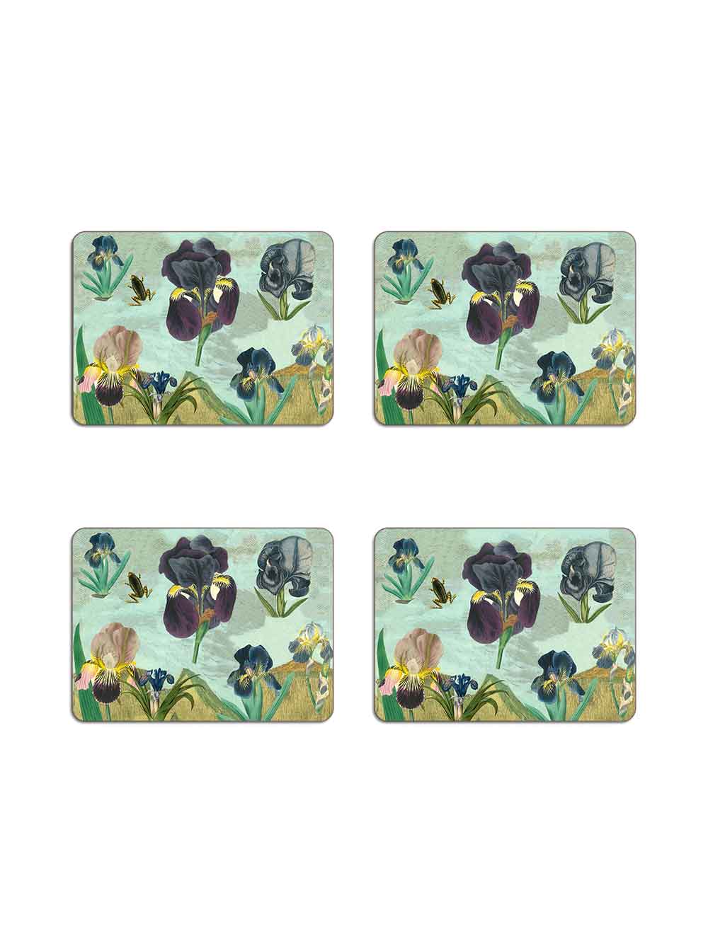 Iris and Frog Rectangular Table Mat from Avenida Home with artwork by John Derian