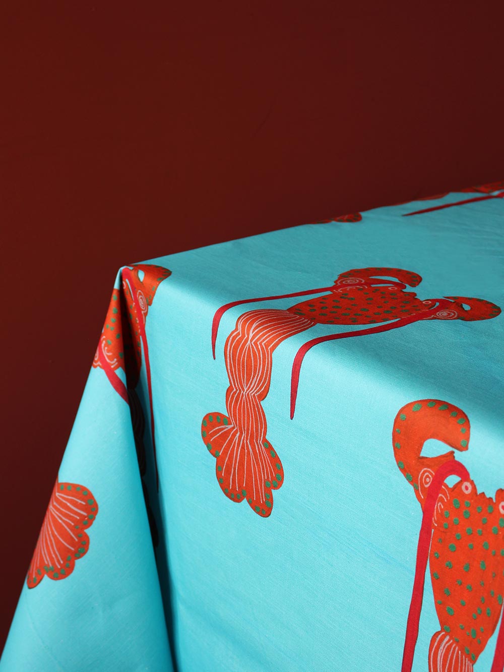Lobster Coated Large 1.5 x 3m Linen Tablecloth