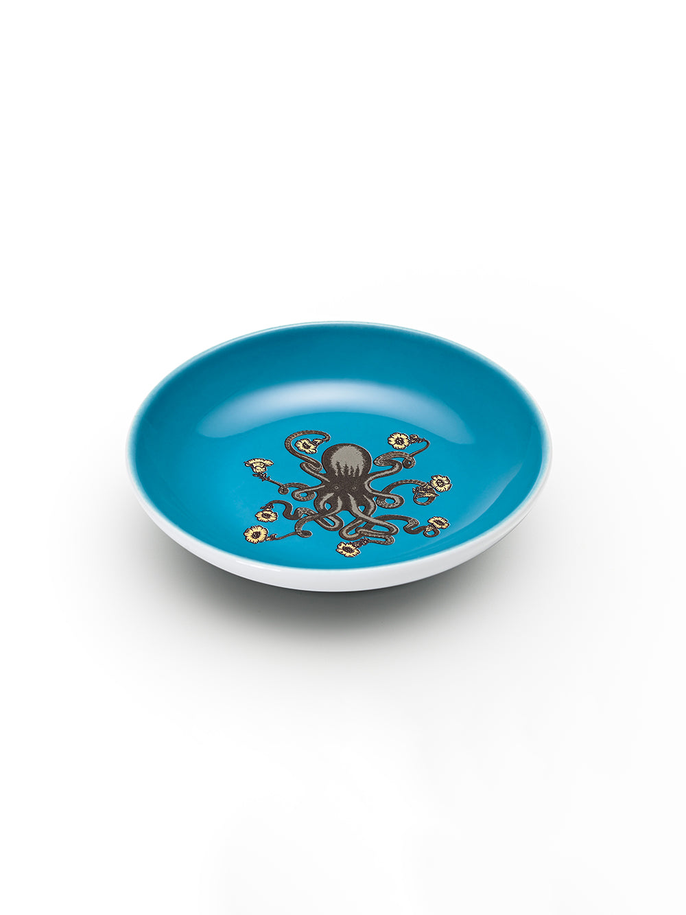 Avenida Home octopus porcelain mini plate floral illustration Puddinhead Animal Collection bright turquoise
