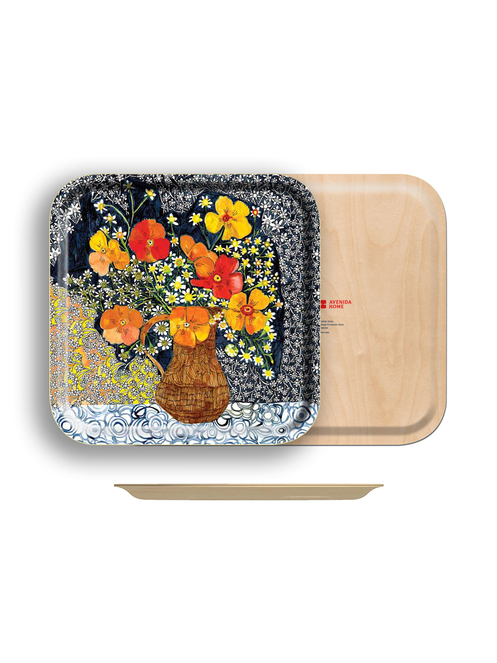 Orange Flowers Square Tray 