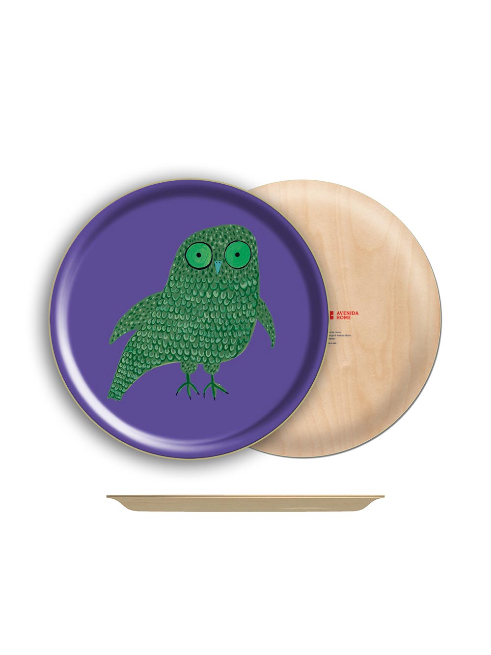 Purple Owl Round Tray
