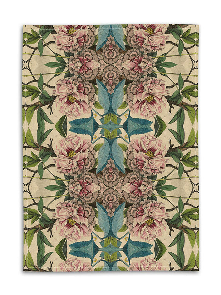 Peonies Linen Tea Towel Design by Avenida Home with PATCH NYC 