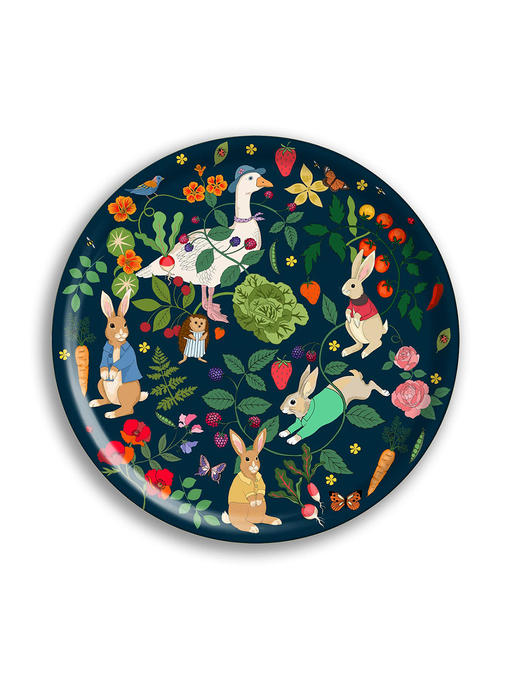Peter Rabbit Blue Round Birch Wood Tray