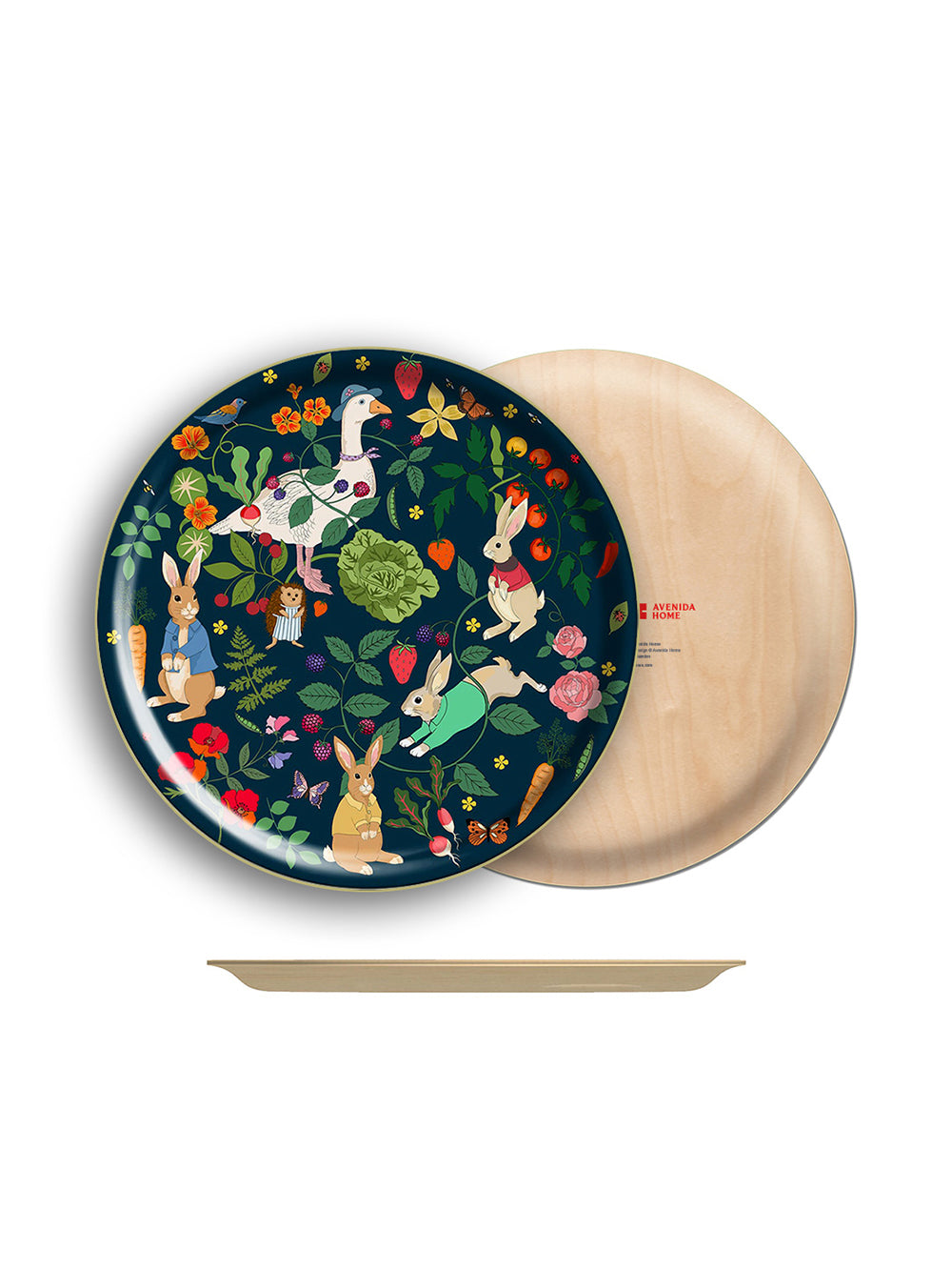 Peter Rabbit Blue Round Birch Wood Tray