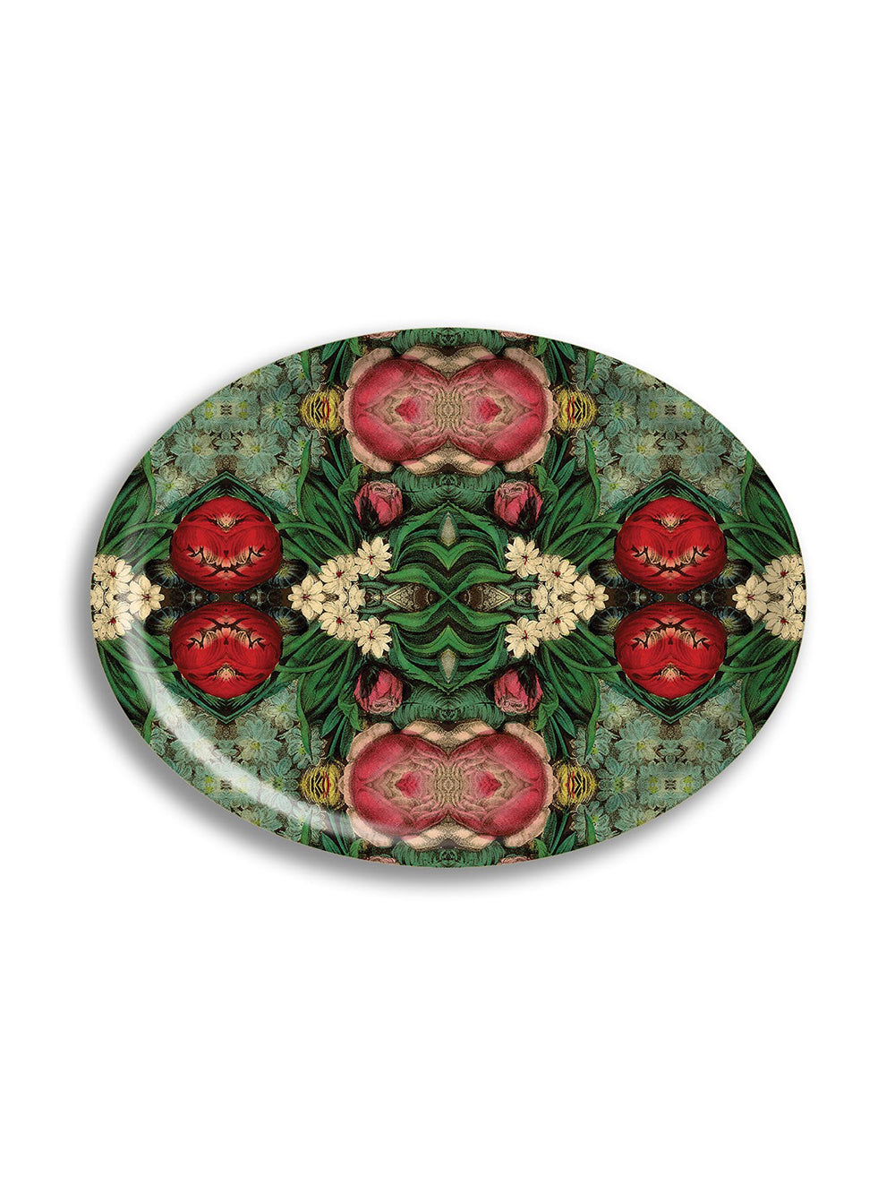 Pink Bouquet Oval Tray
