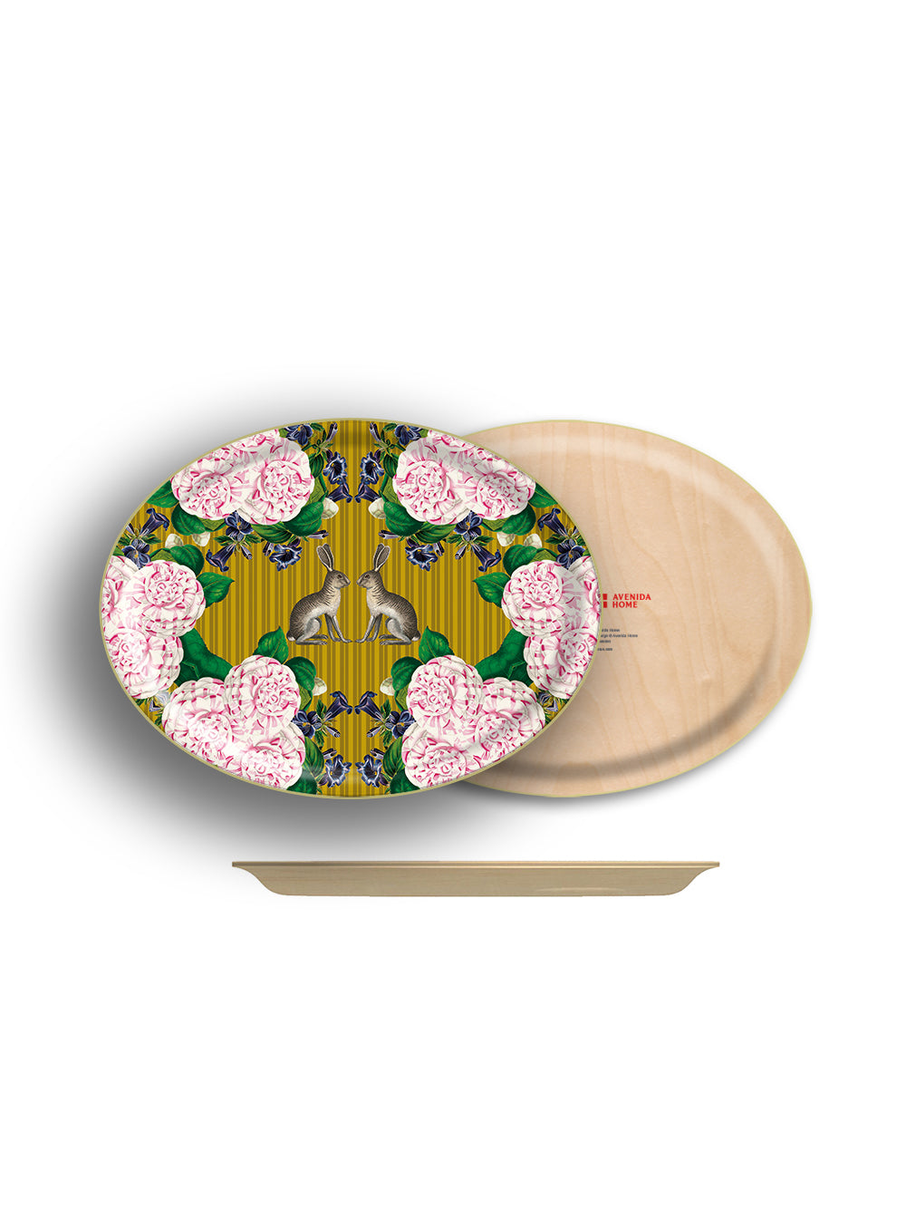Roses and Rabbits Oval Tray