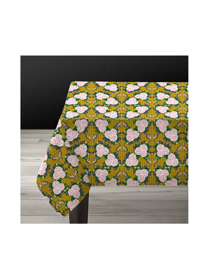 Roses and Rabbits Large 1.5 x 3m Linen Tablecloth Design by Avenida Home with PATCH NYC