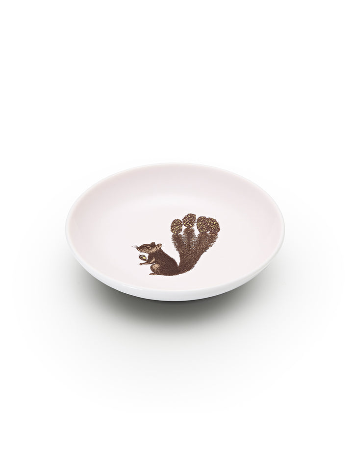 Avenida Home squirrel porcelain mini plate floral illustration Puddinhead Animal Collection soft ivory