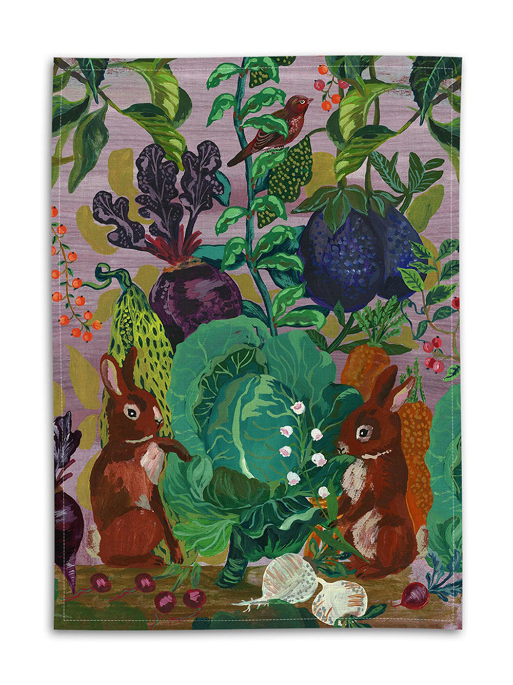 The Rabbits In The Cabbage Patch Tea Towel