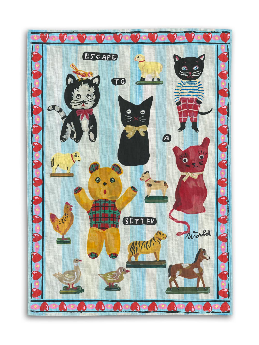 Toy Parade Linen Tea Towel from Avenida Home with artwork by Nathalie Lété