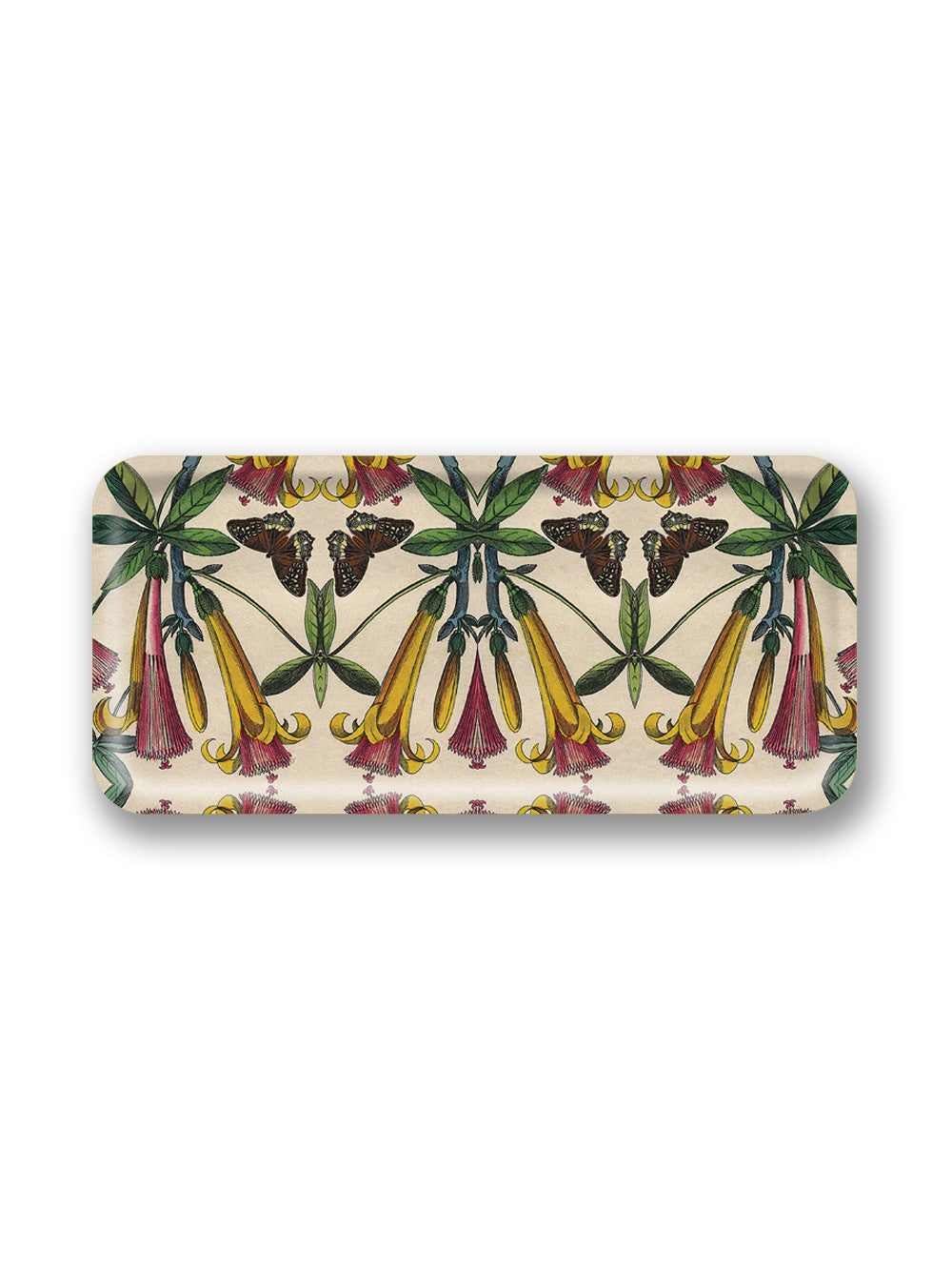 Yellow Flower Narrow Birchwood Tray Design by Avenida Home with PATCH NYC 