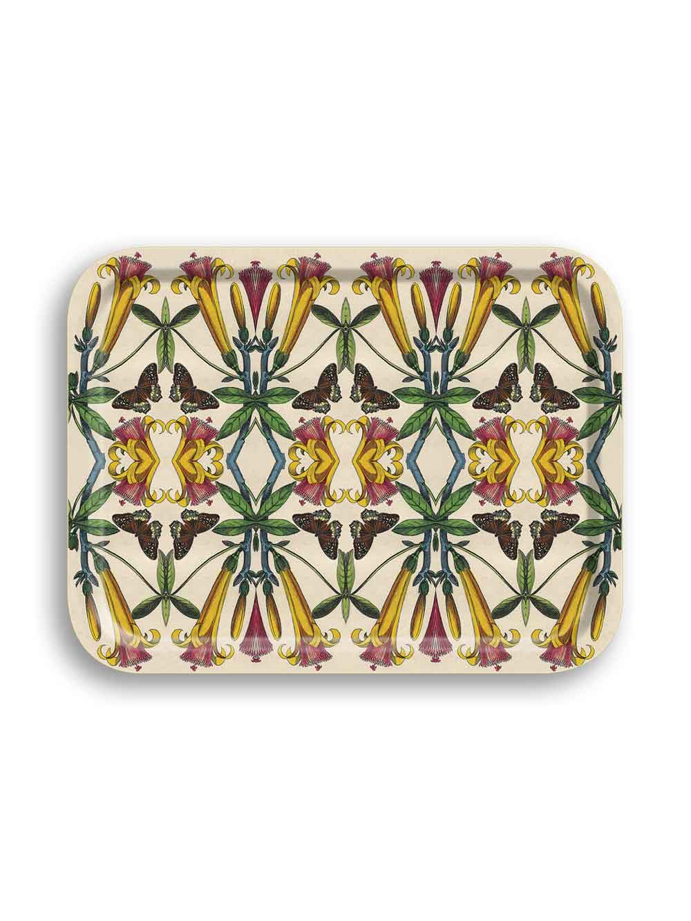 Yellow Flower Birchwood Tray Design by Avenida Home with PATCH NYC 
