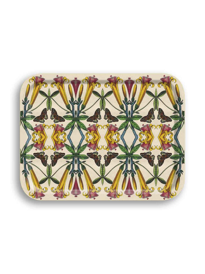 Yellow Flower Birchwood Tray Design by Avenida Home with PATCH NYC 