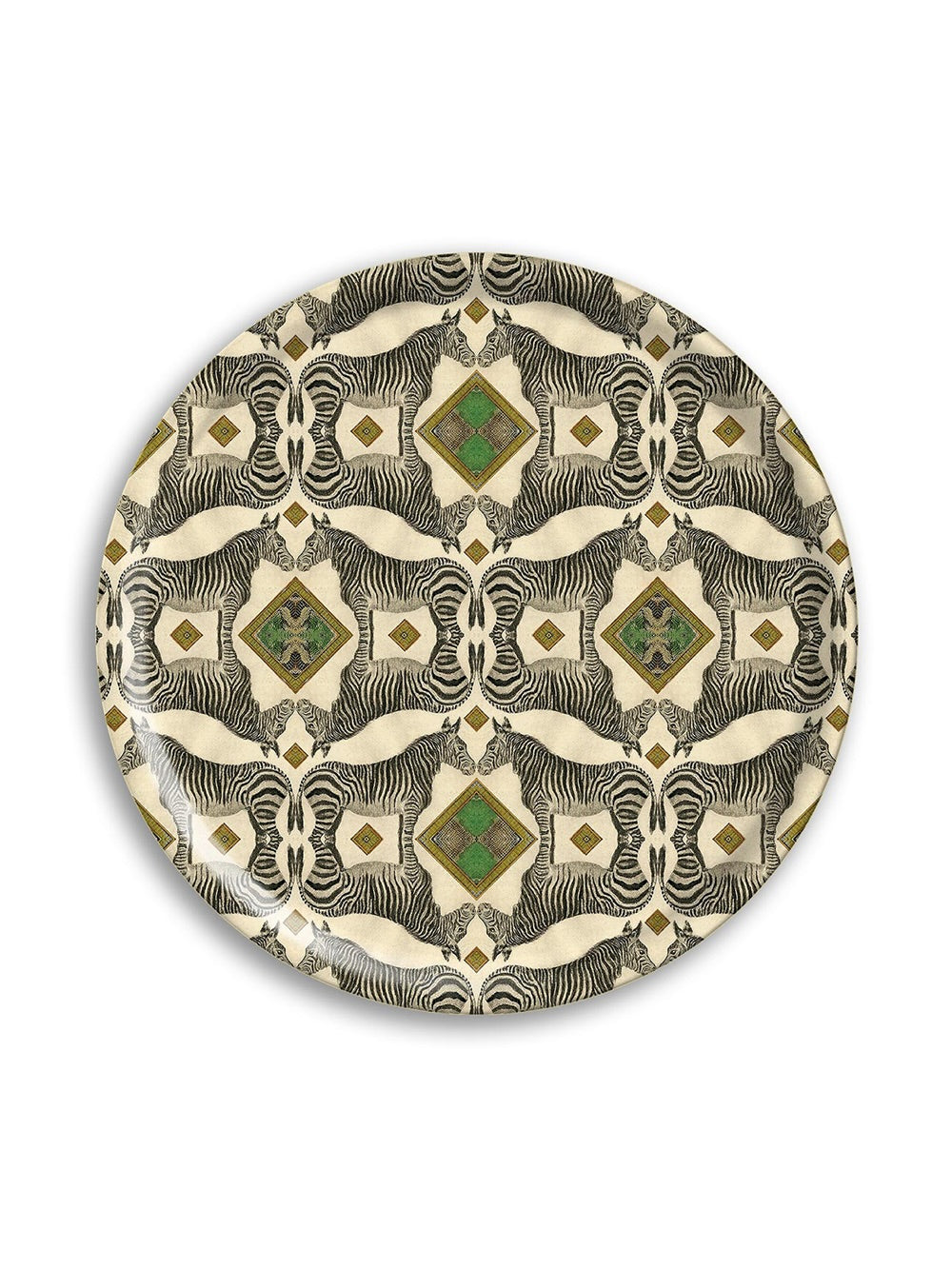 Zebra Round Birchwood Tray Design by Avenida Home with PATCH NYC 